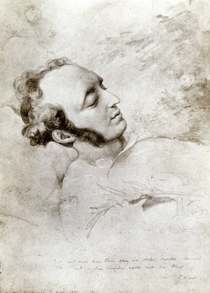 1847年頃の死の床に立つフェリックスメンデルスゾーン（1809-47）